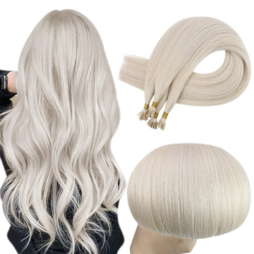 Fshine Virgin I Tip Real Human Hair 20g Hair Extensions White Blonde (#1000) - FShine Shop